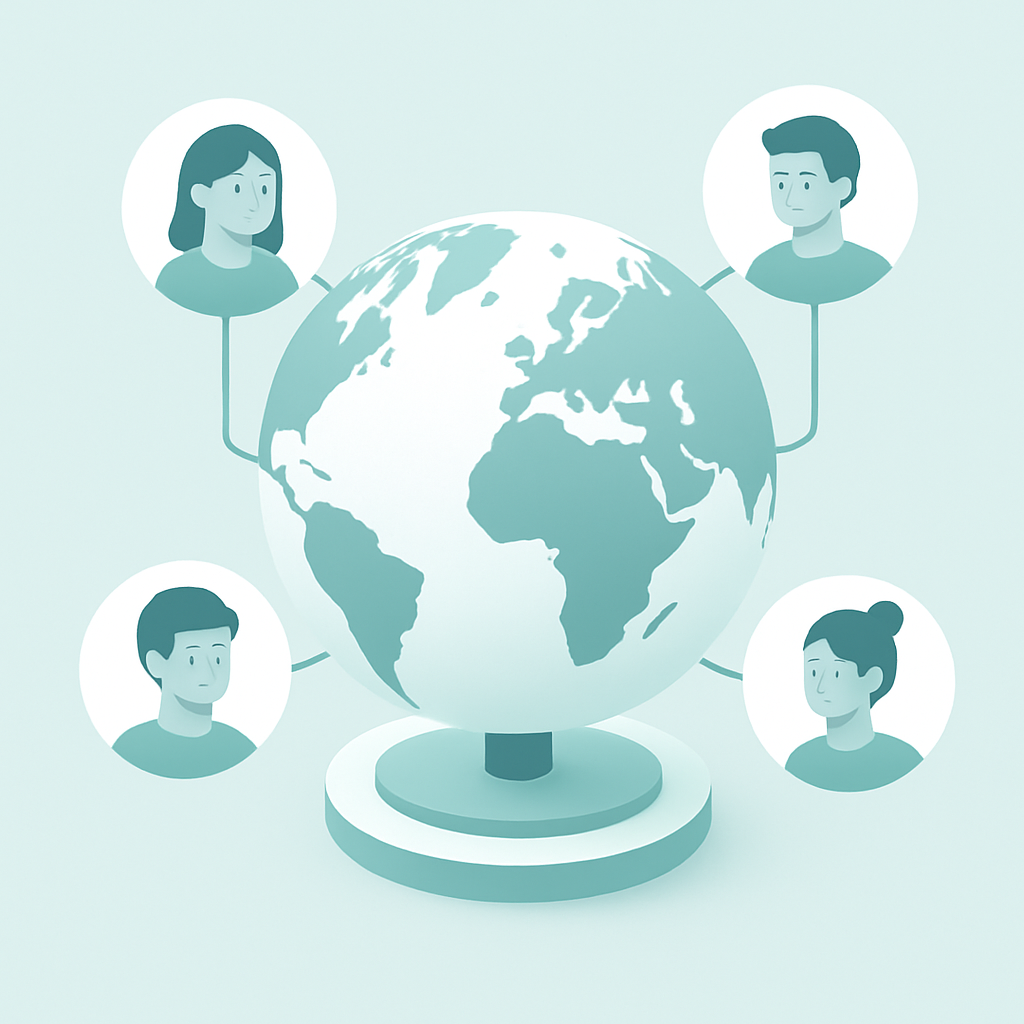 Global students learning with Abomos